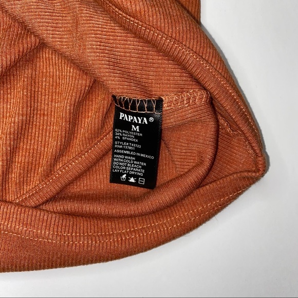 Papaya Orange Ribbed Wrap Crop Top - Picture 7 of 10